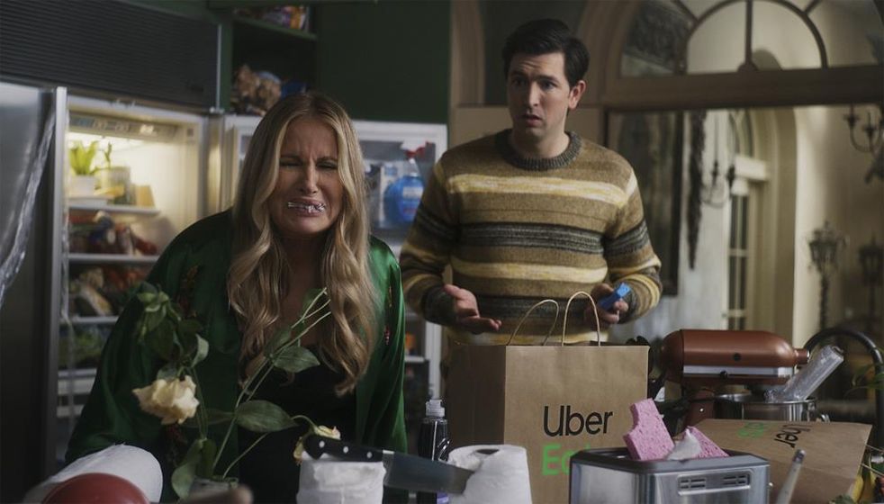 This photo provided by Uber Eats shows a scene from Uber Eats 2022 Super Bowl NFL football spot.