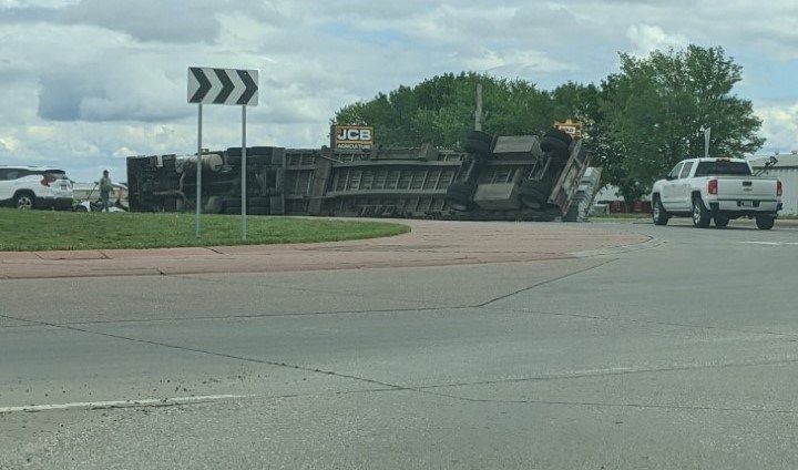A semi rollover in Norfolk caused traffic closures Tuesday afternoon.