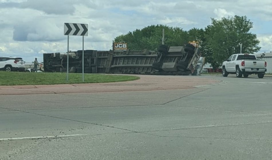A semi rollover in Norfolk caused traffic closures Tuesday afternoon.