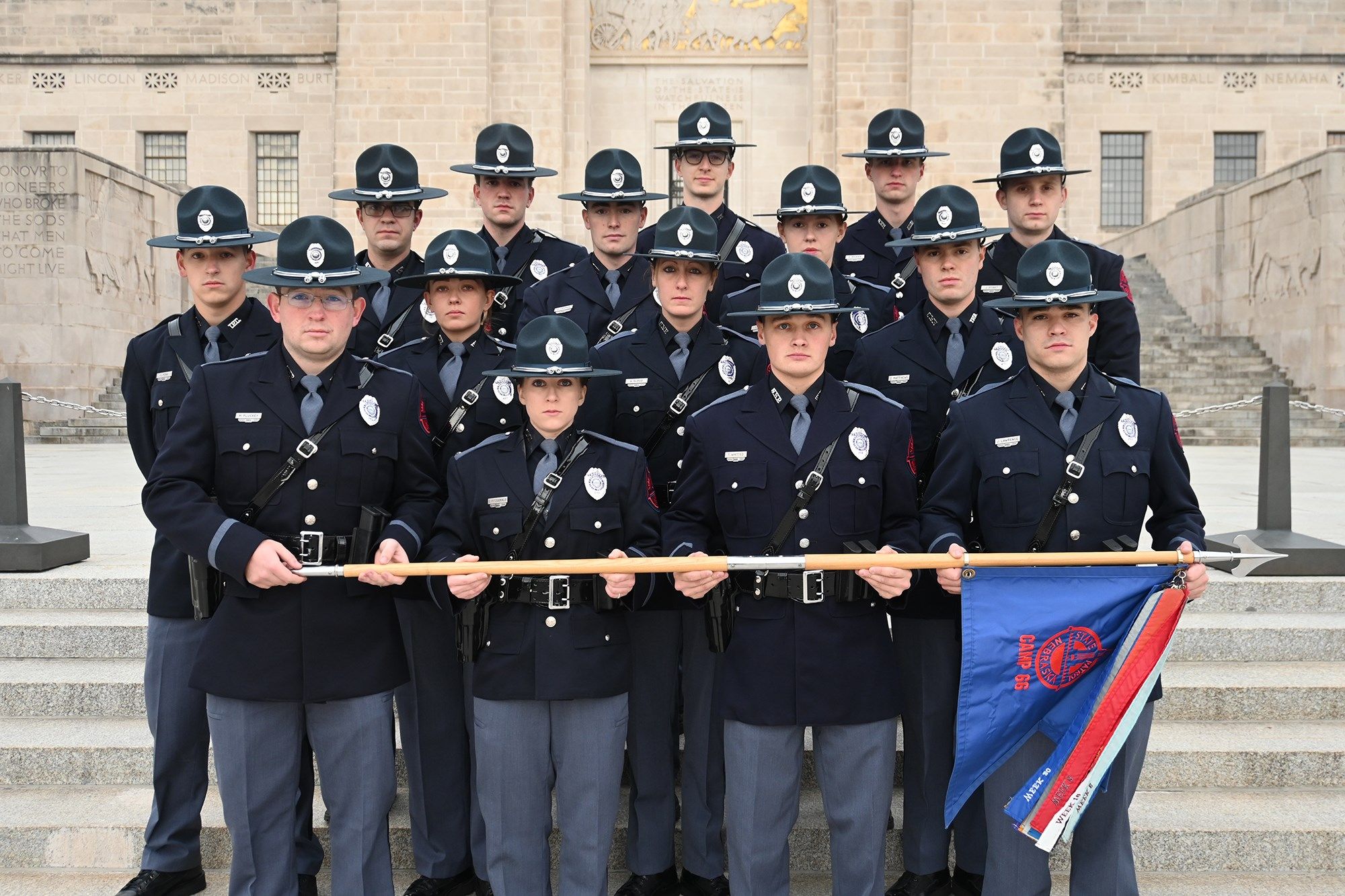 Members of the 66th Basic Recruit Class in NSP history were sworn-in Friday and received their badges during a ceremony at the State Capitol.