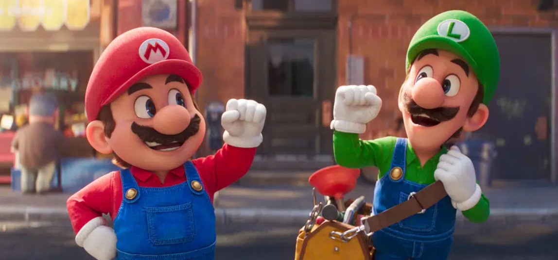 This image released by Nintendo and Universal Studios shows Mario, voiced by Chris Pratt, left, and Luigi, voiced by Charlie Day in Nintendo's "The Super Mario Bros. Movie."
