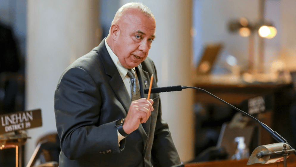 Neb. State Sen. Tom Brewer of Gordon speaks during debate, Jan. 8, 2018, in the Legislative Chamber in Lincoln, Neb.