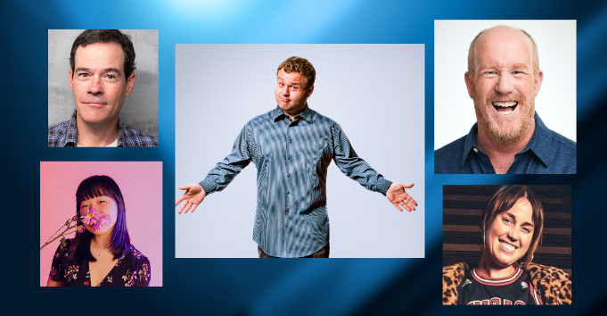 Clockwise from L: Bennie Arthur, Frank Caliendo, Rosco Nash, Lucia Whalen, Karen Chee