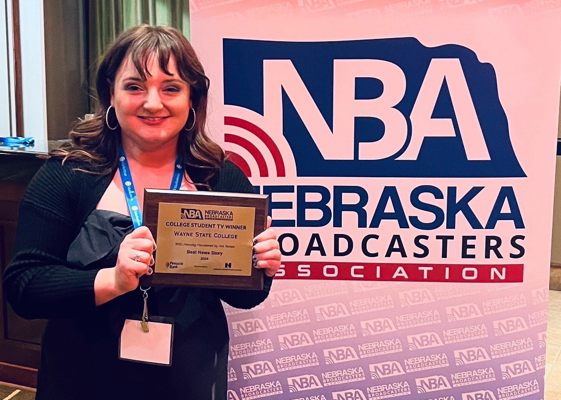 Becca Arkfeld of Battle Creek won the Pinnacle Award for Best News Story (college category) during the Nebraska Broadcasters Association’s annual convention Aug. 7.