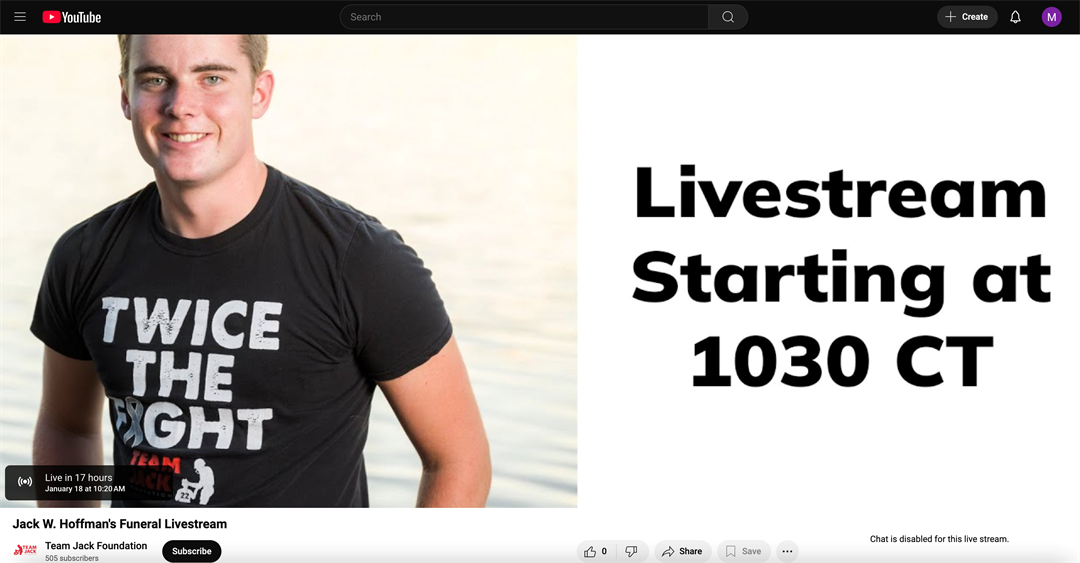 Livestream available for Jack Hoffman funeral