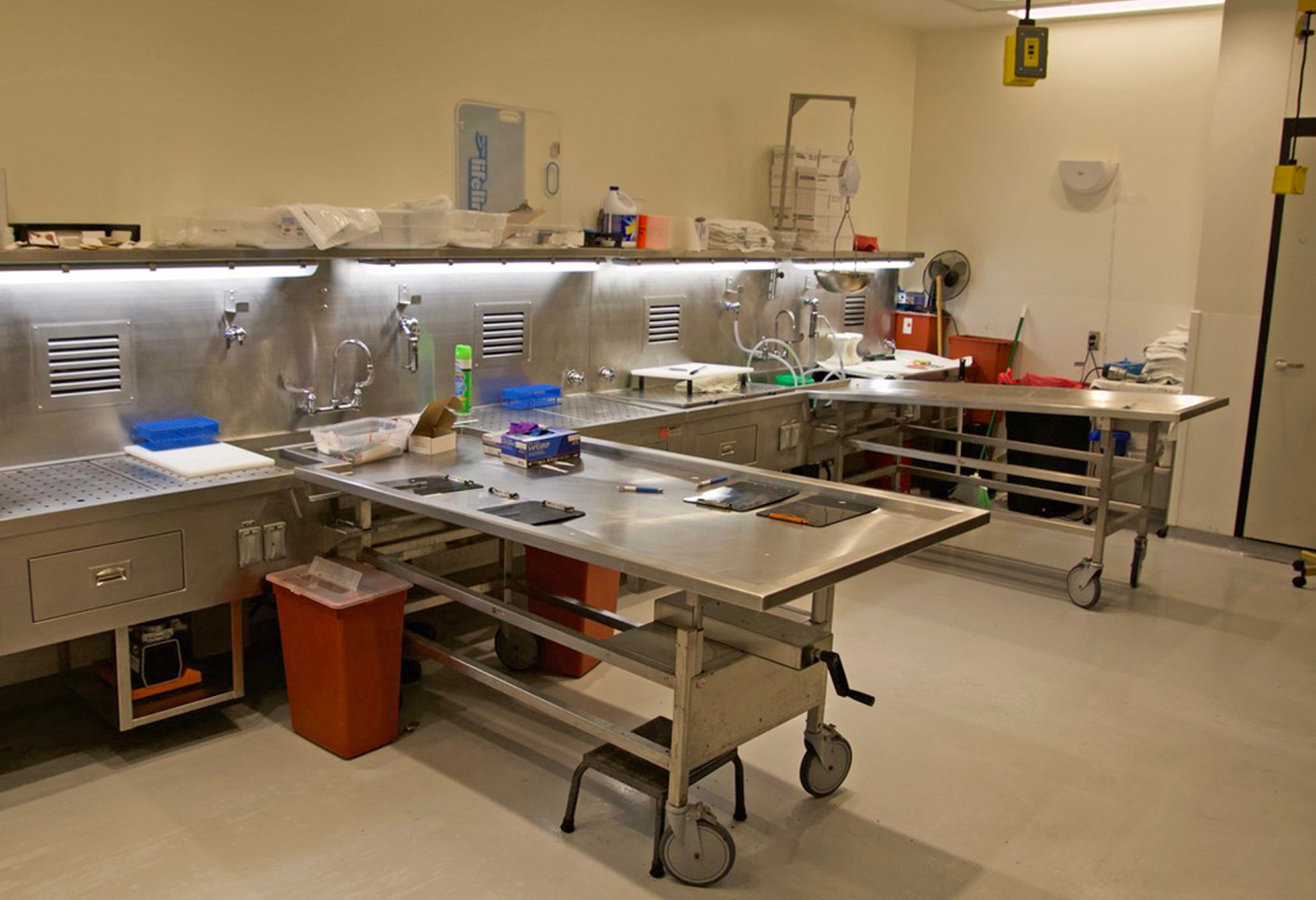 The Douglas County morgue across the street from the University of Nebraska Medical Center in Omaha is the state’s only public autopsy facility.