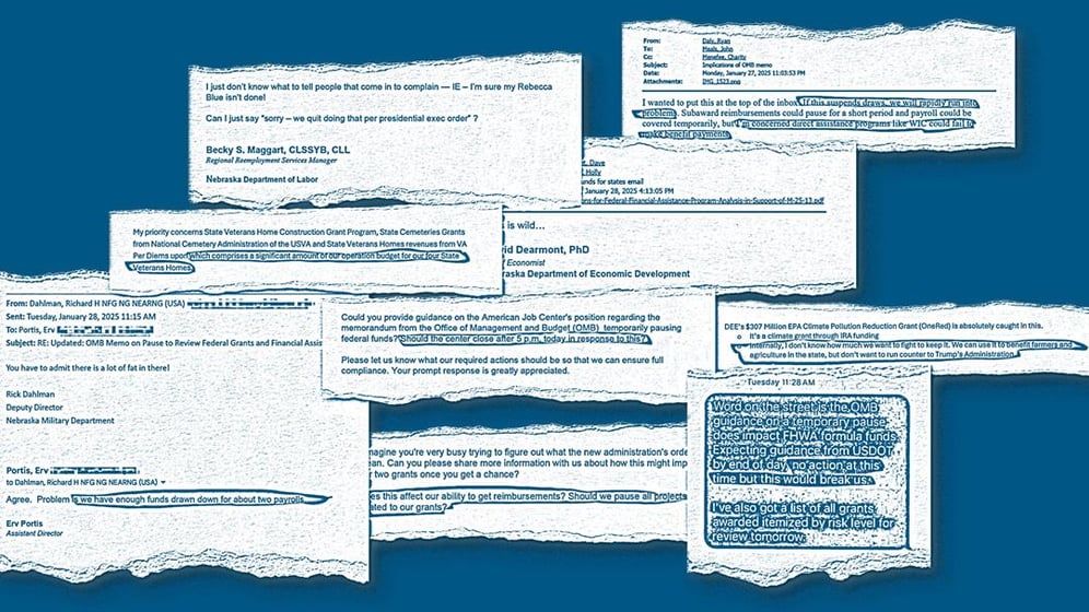 A Trump administration directive to pause all federal grants in late January triggered a flurry of emails from state government officials who expressed confusion and, in some cases, concern about the potential ramifications in Nebraska.
