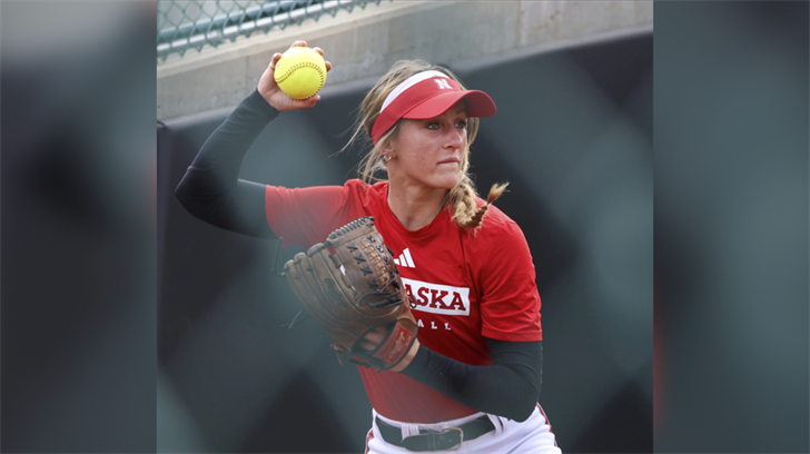 Nebraska’s Jordy Bahl throws during softball practice Wednesday, Sept. 13, 2023, at Bowlin Stadium in Lincoln, Neb.