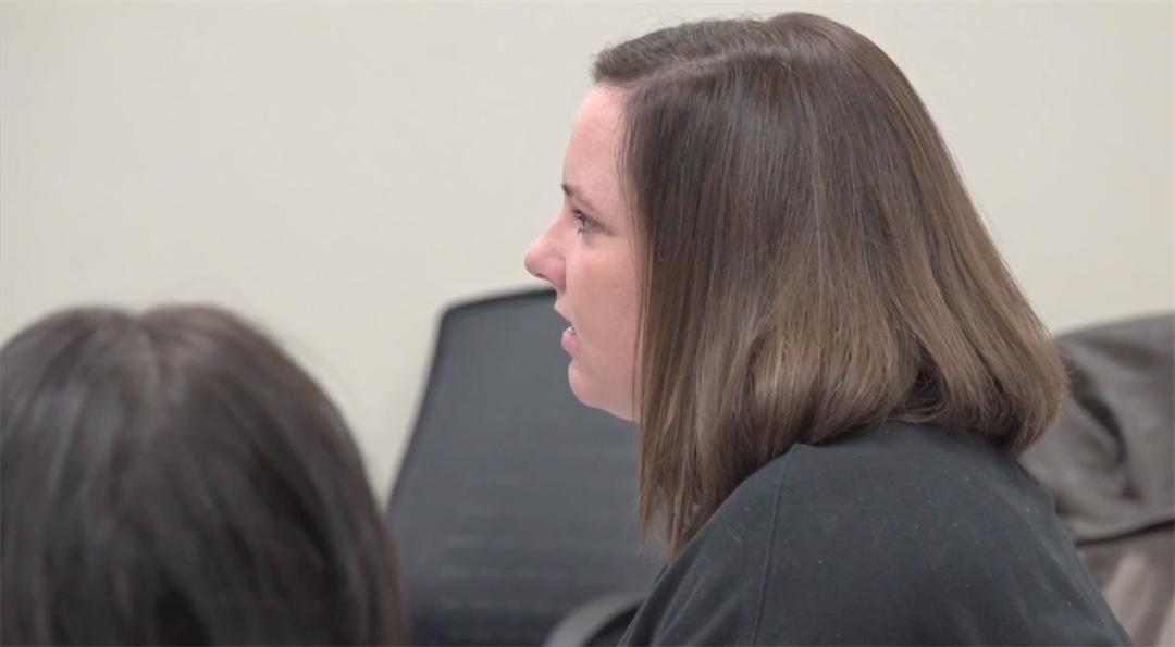 Abbie Freudenburg speaks at a Madison City Council meeting in Feb. 2024. Freudenburg is now suing two government officials.